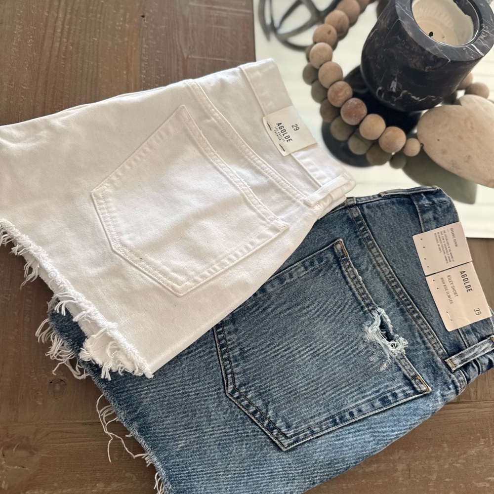 2 available Sz29 NWT Agolde White + Blue Denim Shorts *price is for each pair